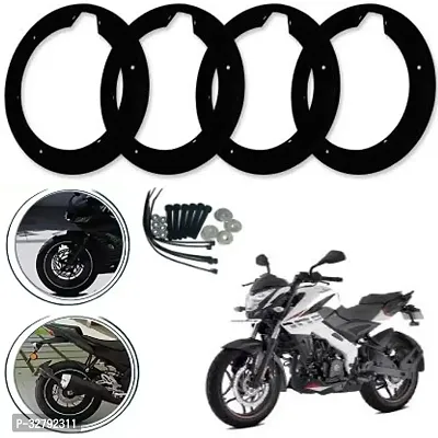 Bike Wheel Cover for 17 inch Wheel for Bajaj Pulsar NS 160  All Universal Bike 4Pcs Set (ABS PLASTIC) Black-thumb0