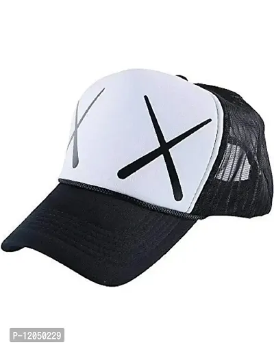 N.K India Half Net Fabric Cotton Cap Curved Visor Free-Size/Adjustable(Caps-Black-5)-thumb0