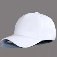 NK India Solid Caps for Men & Women for Sports & Cotton Baseball Cap (Color-White)-thumb1