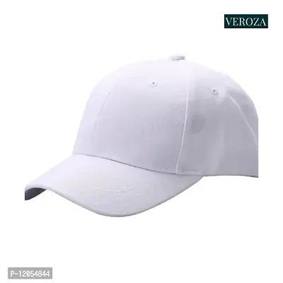 NK India Solid Caps for Men & Women for Sports & Cotton Baseball Cap (Color-White)-thumb3