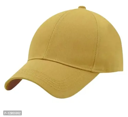 NK India Solid Caps for Men & Women for Sports & Cotton Baseball Cap (Single-caps-solid4) Yellow-thumb0