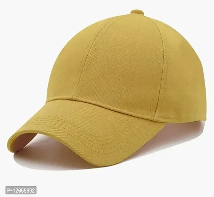 NK India Solid Caps for Men & Women for Sports & Cotton Baseball Cap (Single-caps-solid4) Yellow-thumb3