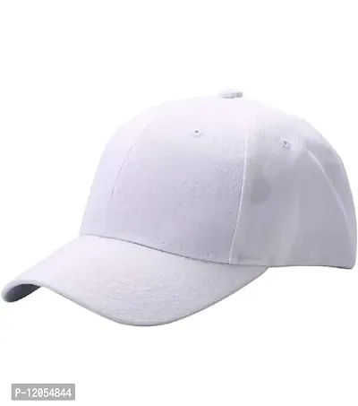 NK India Solid Caps for Men & Women for Sports & Cotton Baseball Cap (Color-White)