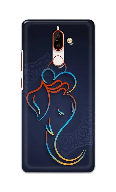 Designer Printed Hard Case Lord Ganesha In Blue Back Cover Compatible With Nokia 7 Plus