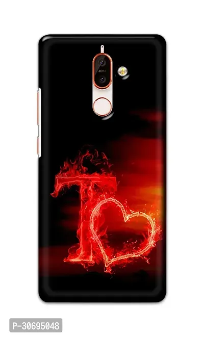 Designer Printed Hard Case Fire Heart Letter T Back Cover Compatible With Nokia 7 Plus