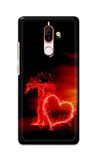 Designer Printed Hard Case Fire Heart Letter T Back Cover Compatible With Nokia 7 Plus