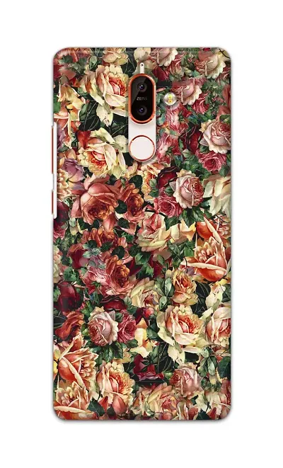 Designer Printed Hard Case Flower Bed Pattern Back Cover Compatible With Nokia 7 Plus