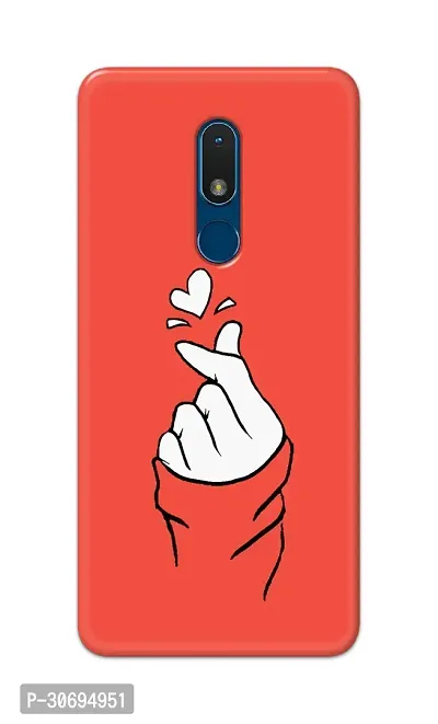 Designer Printed Hard Case Korean Heart Gesture In Red Back Cover Compatible With Nokia C3