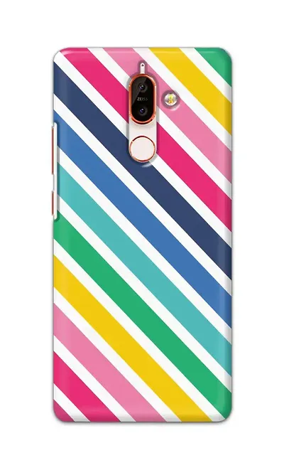 Designer Printed Hard Case Diagonal Strips Back Cover Compatible With Nokia 7 Plus