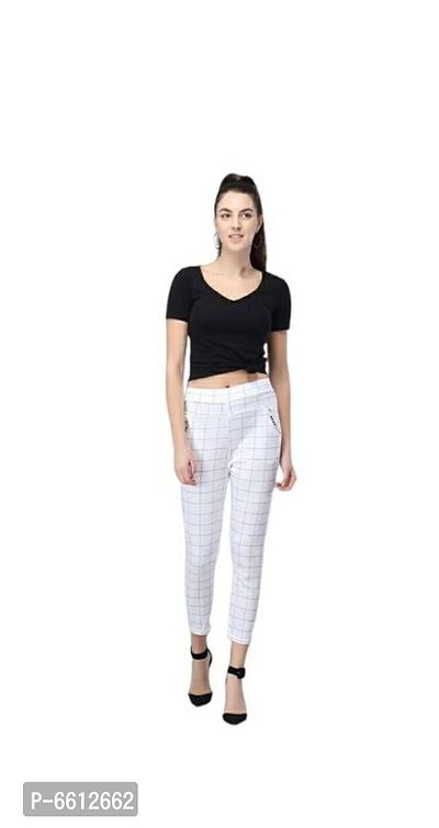 Fashionable glamours women check trousers-thumb0