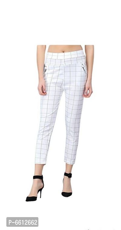 Fashionable glamours women check trousers-thumb3