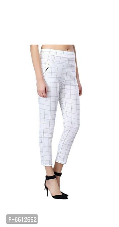 Fashionable glamours women check trousers-thumb2