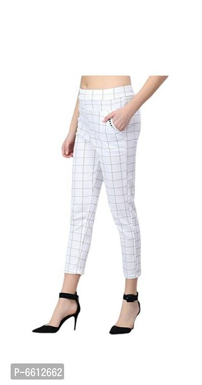 Fashionable glamours women check trousers-thumb5