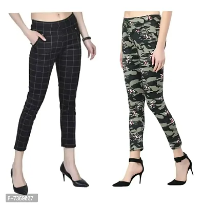 comfy casual women army  check  jeggings