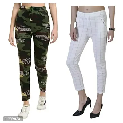 comfy casual women army  check  jeggings