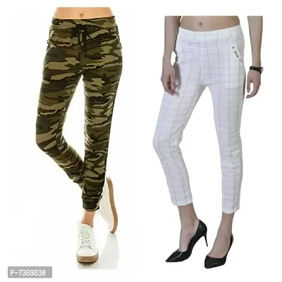 comfy casual women army  check  jeggings