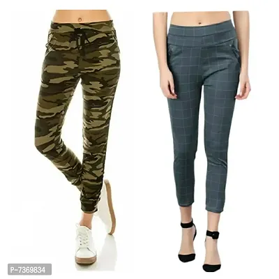 comfy casual women army  check  jeggings-thumb0