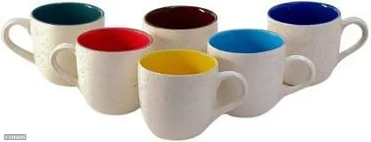 Onisha Pack Of 6 Ceramic Pack Of 6 Ceramic Pack Of 6 Ceramic White And Multicolor Inside Tea Cups Set Of 6 - Best For Self Use; And Diwali, Dhanteras And Festive Gifts (Black) (Multicolor, Cup Set)