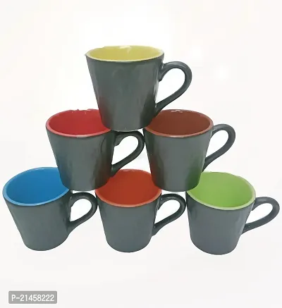 Onisha Pack Of 4 Ceramic Pack Of Tea And Coffee Cup Set (Multicolor, Cup Set)-thumb0