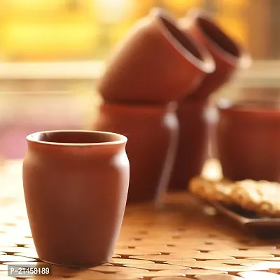 Marwari Arts Pack Of 6 Ceramic Cup Set Kullad Cups Pottery Chai Kulhad Ceramic Tea Cups Tableware Tea Cups For Home Office - Tea Cups Set - Cup Set Tableware Kitchenware - Coffee Mug Sets 6 Pieces (Brown, Cup Set)