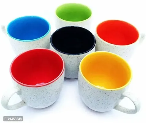Onisha Pack Of 6 Black Multicolour Coffee-Milk Mug-186 Ml Ceramic Coffee Mug (186 Ml, Pack Of 6)