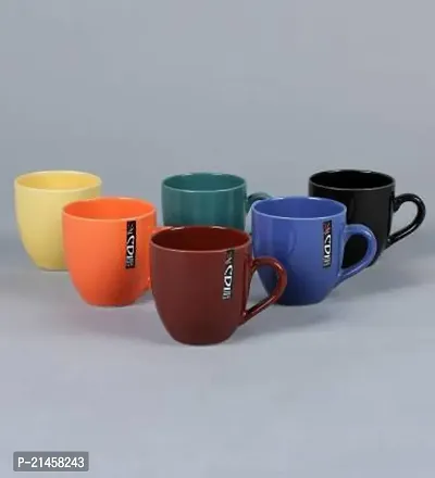 Onisha Unique Ceramic Glossy Black Colour Milk - Coffee 180 Ml Set Of 6 Ceramic Coffee Mug (200 Ml, Pack Of 6)