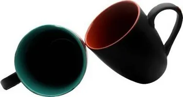 Onisha A Branded Cup Ceramic Glossy Black Colour Milk - Coffee Ceramic Coffee Mug (290 Ml, Pack Of 6)-thumb2