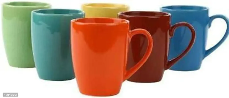 Onisha Unique Ceramic Glossy Black Colour Milk - Coffee Ceramic Coffee Mug (300 Ml, Pack Of 6)