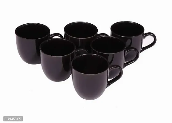 Rapis Pack Of 6 Ceramic Ris Pack Of 6 Bone China Pack Of Bone China (Pack Of 6) Tea And Coffee Cup Set 120 Ml (Black) (Black) (Black, Cup Set)-thumb0