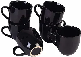 Lnk Pack Of 6 Bone China Penny Bone China Glossy Black Microwave Safe Tea Cup-Coffee Cup Set Ideal Best Gift For Friends, Family, Home, Office Use, Kitchen Cup Set ( 200Ml -Pack Of 6) (Black, Cup)-thumb2