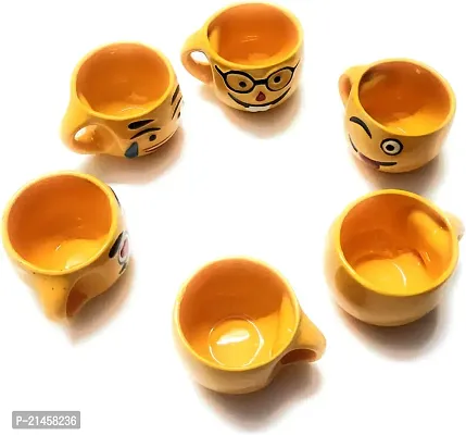 Ocean Fashion And Style Pack Of 6 Ceramic Smile Mug (Yellow, Cup Set)-thumb2