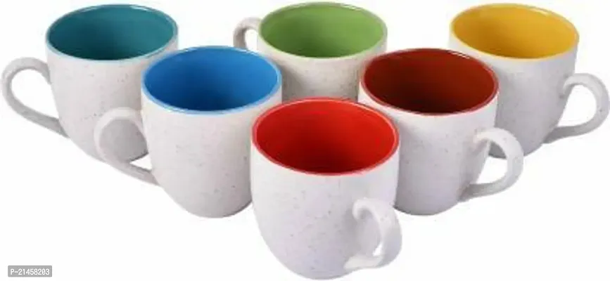 Onisha Pack Of 6 Ceramic (Black, Cup Set)