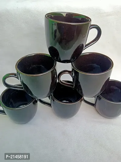 Onisha Pack Of 6 Ceramic Black Dott Cup Tea And Coffee Cup Set (Black) (Black, Cup Set)