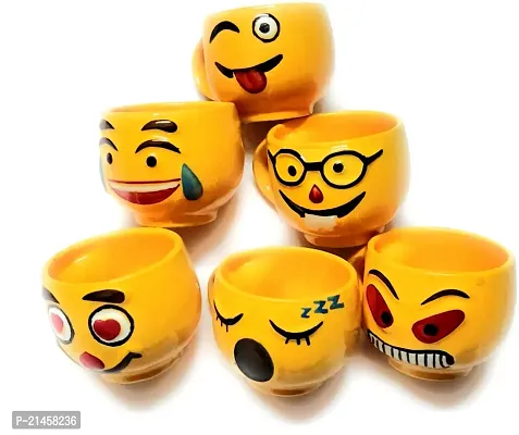 Ocean Fashion And Style Pack Of 6 Ceramic Smile Mug (Yellow, Cup Set)-thumb0