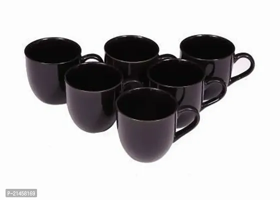 Onisha Pack Of 6 Ceramic Pack Of 6 Bone China Pack Of Bone China (Pack Of 6) Tea And Coffee Cup Set 120 Ml (Black) (Black, Cup Set)-thumb0