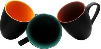 Onisha A Branded Cup Ceramic Glossy Black Colour Milk - Coffee Ceramic Coffee Mug (290 Ml, Pack Of 6)-thumb1