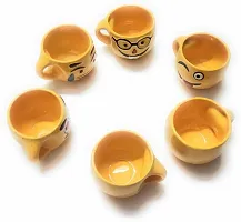 Raghav Emporium Pack Of 6 Ceramic Pack Of 6 Ceramic Smile Yface Cups Emoji Style Cupnbsp;nbsp;(Yellow) (Multicolor, Cup Set)-thumb2