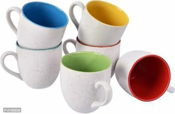 Onisha Pack Of 6 Black Multicolour Coffee-Milk Mug Ceramic Coffee Mug (185 Ml, Pack Of 6)