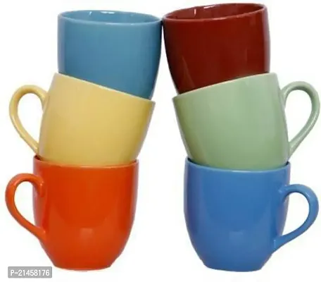 Kiaraa Traders Pack Of 6 Ceramic Multicolor0002 Ceramic Coffee Mug (180 Ml, Pack Of 6) (Multicolor, Cup Set)