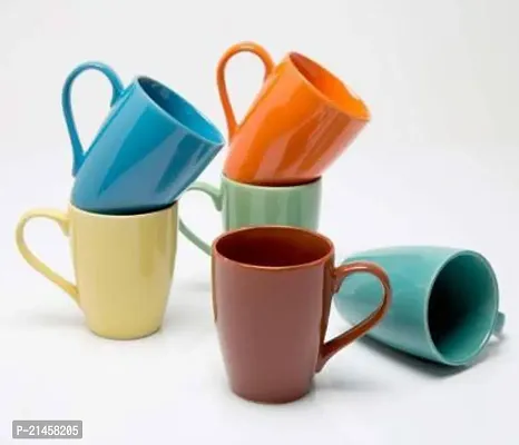Onisha Pack Of 6 Ceramic Big-Multi Ceramic Coffee Mug (300 Ml, Pack Of 6) (Multicolor, Cup)-thumb0