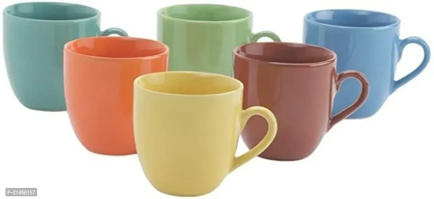 Dishi Enterprises Pack Of 6 Ceramic Multi200Ml (Multicolor, Cup Set)