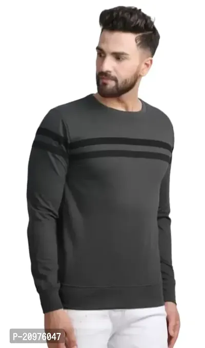 AD TAILOR Men's Color Block Tshirt Full Sleeve Dark Grey Colour
