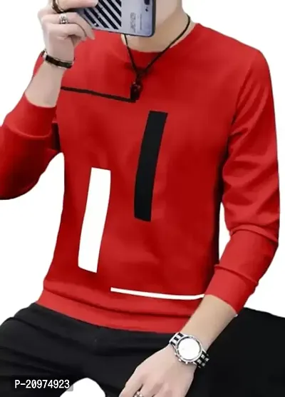 AD TAILOR Front Print Full Sleeve Tshirt for Men from Red Colour