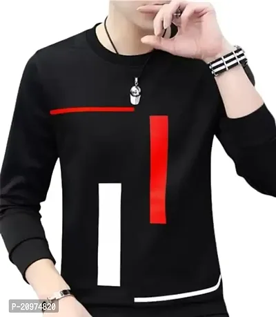 AD TAILOR Front Print Full Sleeve Tshirt for Men from Black Colour