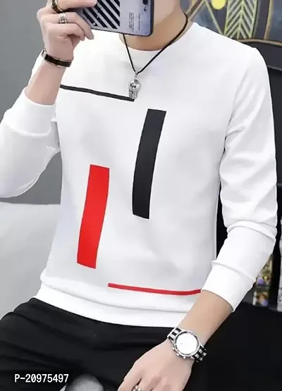 AD TAILOR Front Print Full Sleeve Tshirt for Men from White Colour