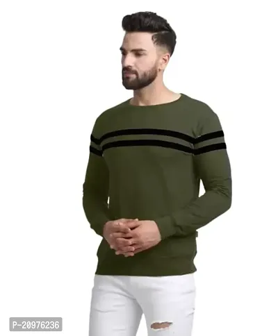 AD TAILOR Men's Color Block Tshirt Full Sleeve Olive Colour
