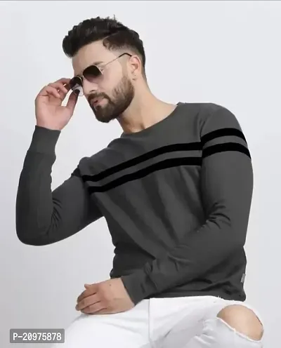 AD TAILOR Men's Color Block Tshirt Full Sleeve Dark Grey Colour-thumb0