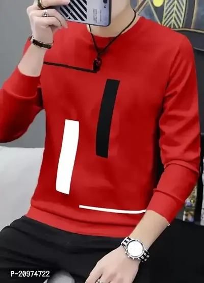 AD TAILOR Front Print Full Sleeve Tshirt for Men from Red Colour