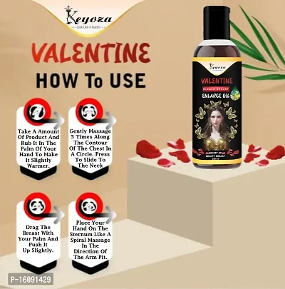 Keyoza presents VALENTINE Bigger Breast Enlarge Oil Is Breast Growth Massage Oil for Women- STRAWBERRY,ROSE OIL,COCONUT OIL,ALMOND OIL,SUNFLOWER OIL  FENUGREEK OIL Relieves Stress Caused by Wired Br-thumb4