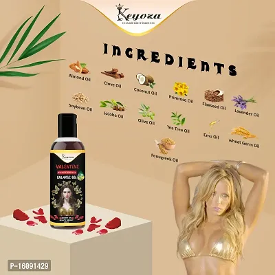 Keyoza presents VALENTINE Bigger Breast Enlarge Oil Is Breast Growth Massage Oil for Women- STRAWBERRY,ROSE OIL,COCONUT OIL,ALMOND OIL,SUNFLOWER OIL  FENUGREEK OIL Relieves Stress Caused by Wired Br-thumb3